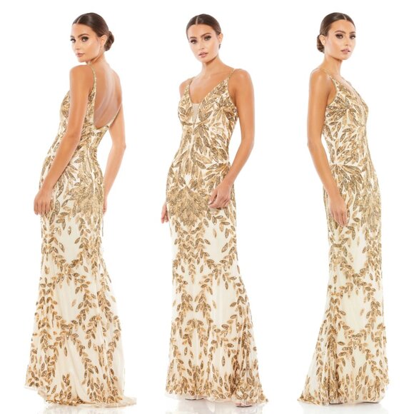MAC DUGGAL | EMBELLISHED LEAF EVENING GOWN #5107 - Picture 1 of 14